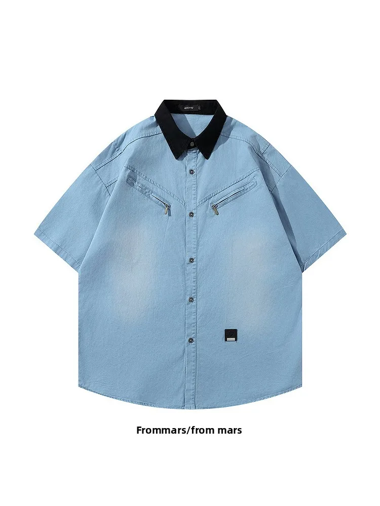 

Модная винтажная летняя рубашка свободного кроя в стиле пэчворк с отложным воротником, повседневная, молодежная, в стиле BF