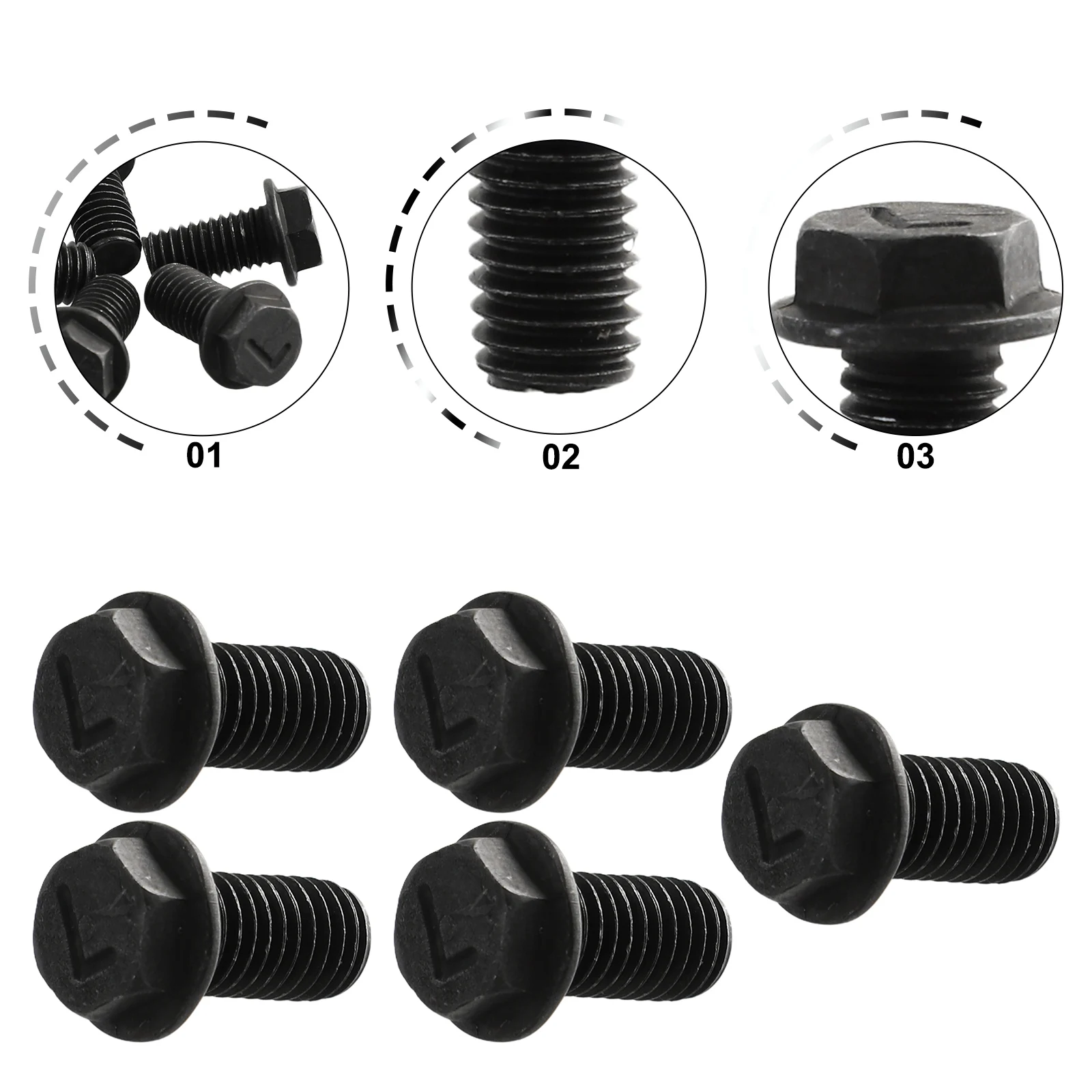

5 винтов с шестигранной головкой M8 x 18 мм, левая резьба для установки пильного полотна для режущих станков, углеродистая сталь