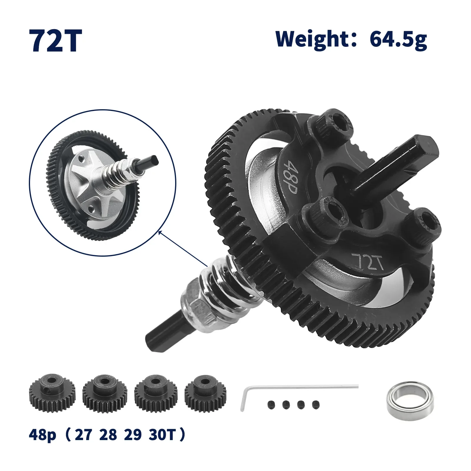 Steel 48P 72T 76T 83T Spur Gear Slipper Clutch and Pinion Gear for 1/10 Traxxas Ford Fiesta Telluride RC Car Upgrade Parts