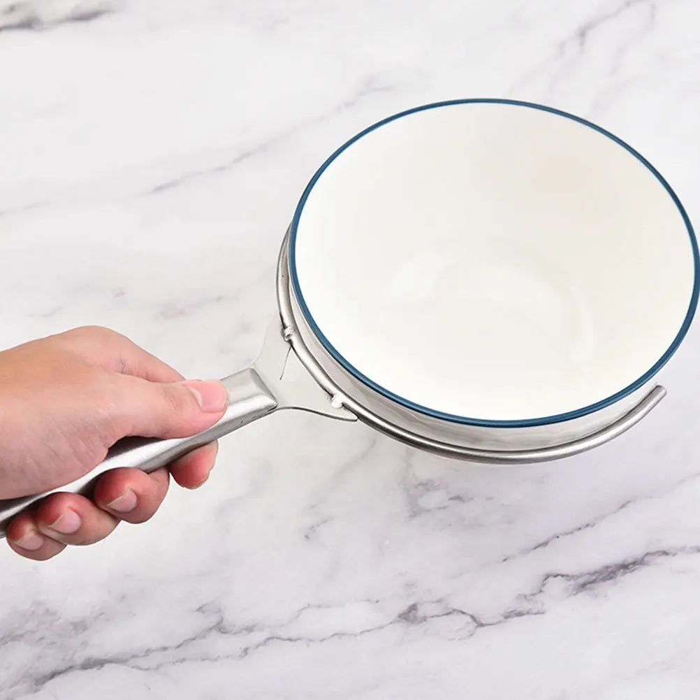 

Stainless Steel Hot Bowl Holder Anti Scalding Nonslip Handle Bowl Gripper Clip Portable Kitchen Plate Clamp Dishwasher Safe