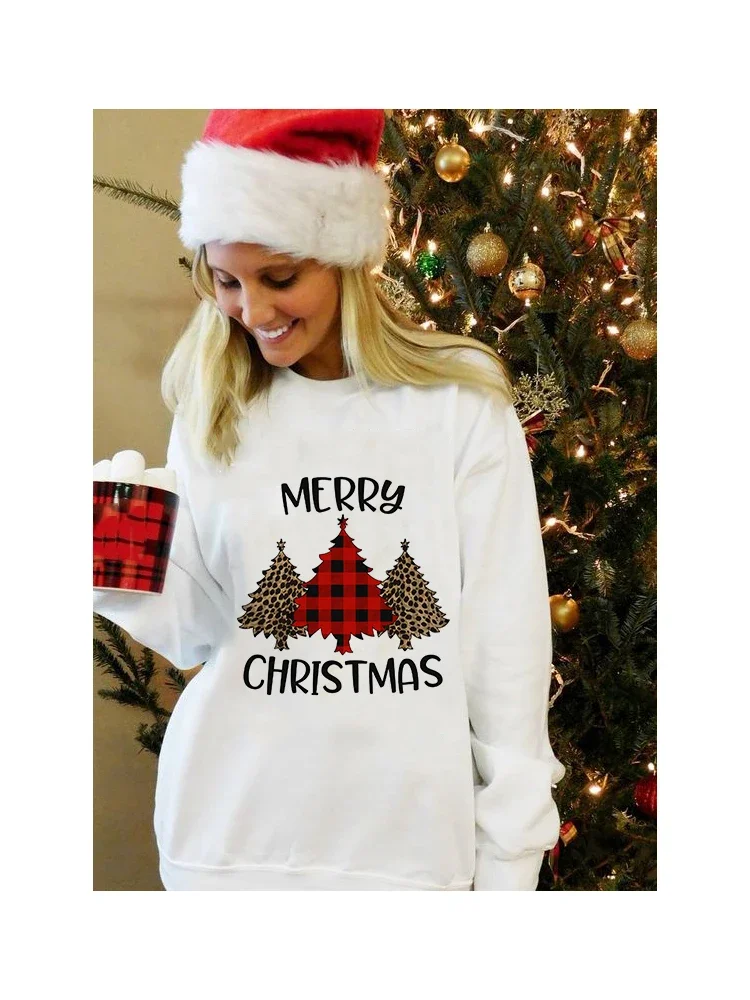 Plaid Christmas Truck Merry Christmas Pullovers Womens Christmas Clothes Xmas Hoodies Casual Long Sleeve