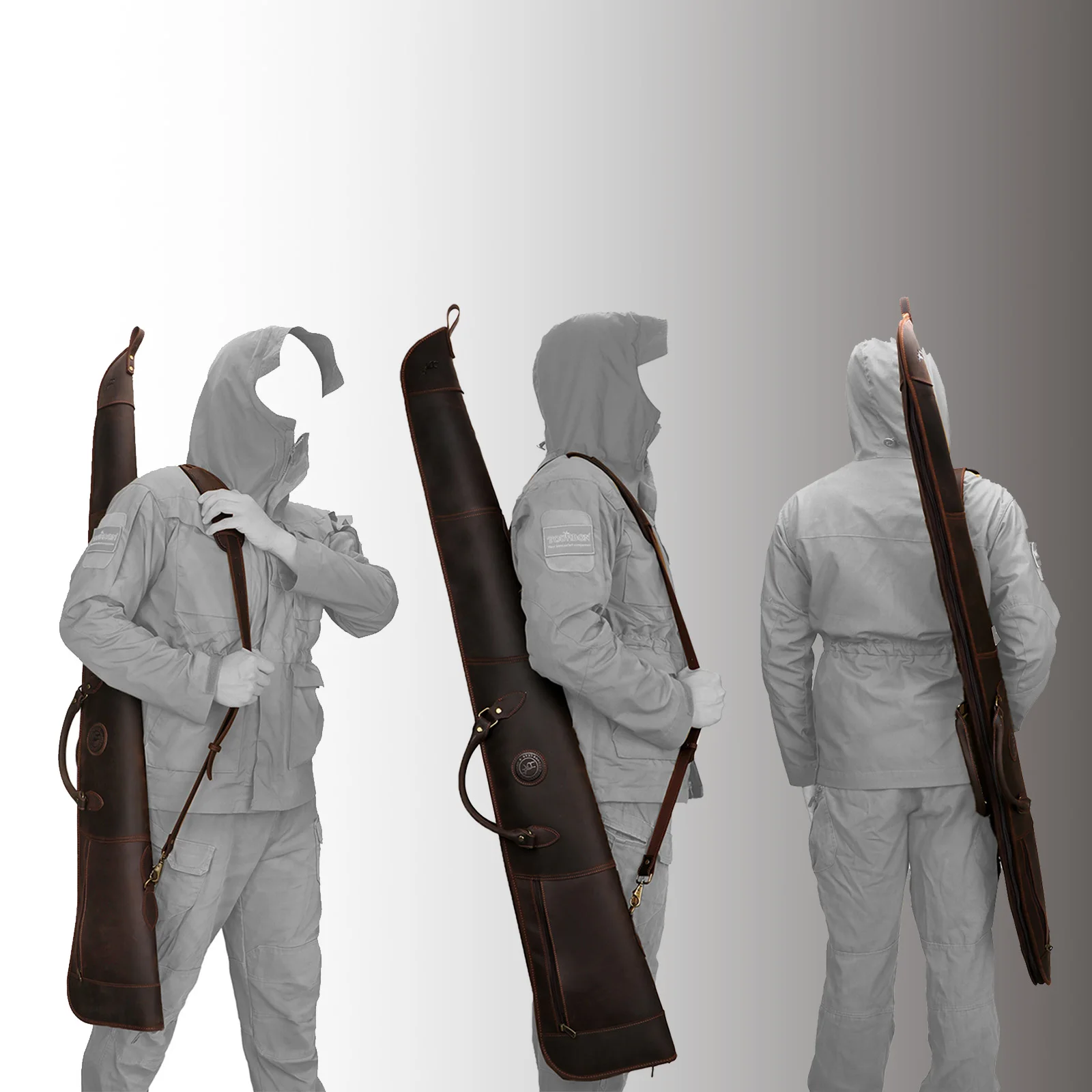 Tourbon Jagd-Schrotflinten-Hülle, Leder-Waffen-Tragetasche, schützender Slip, weich gepolstert, mit verstellbarem Schultergurt, braunes Schießen