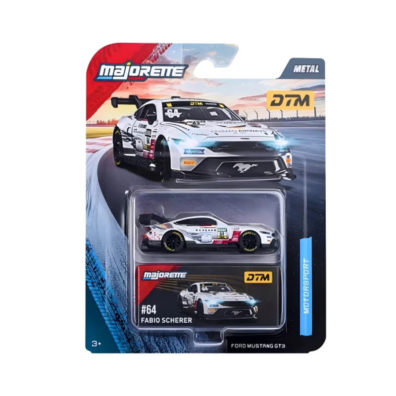 Majorette 1:64 schaalmodelauto-collectie, DTM-modellen: PORSCHE 911 GT3 R, BMW M4 GT3, FORD MUSTANG GT3.