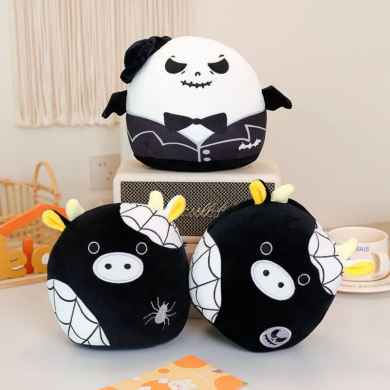 Halloween Pumpkin Pillow Cow Bat Ghost Skeleton Plush Toy for Kids Animal Doll Gift for Christmas Birthday