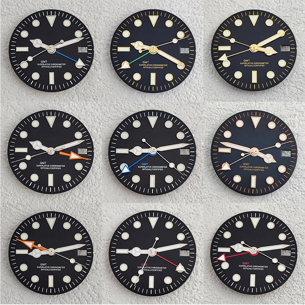 

NH34 dial pointer 29mm GMT four pointer green luminous dial suitable for NH34 movement improvement dial replacement watch parts