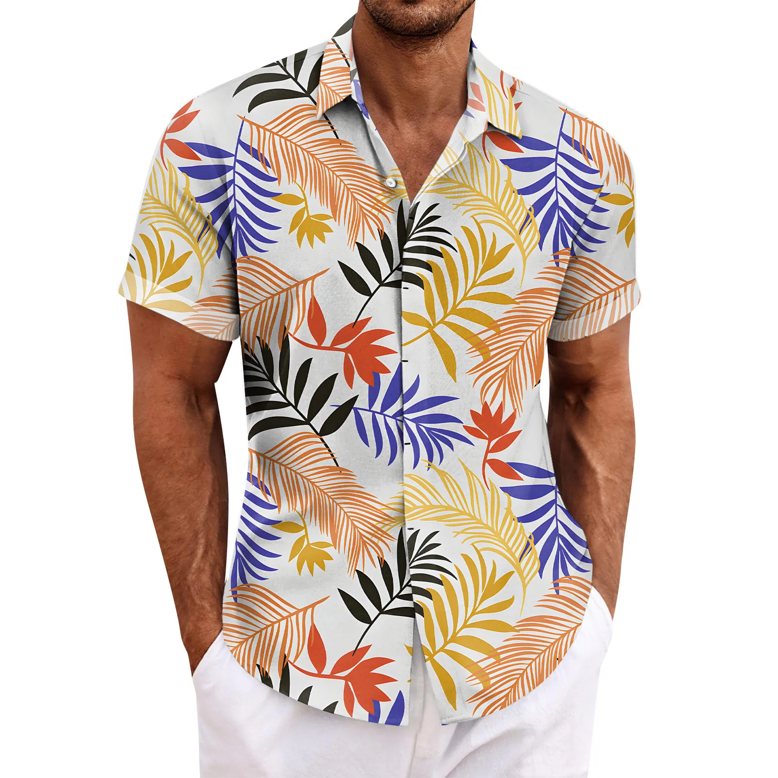 Camisa hawaiana con estampado 3d para hombre, blusa informal hawaiana de manga corta con solapa, Tops de gran tamaño, venta de primavera y verano