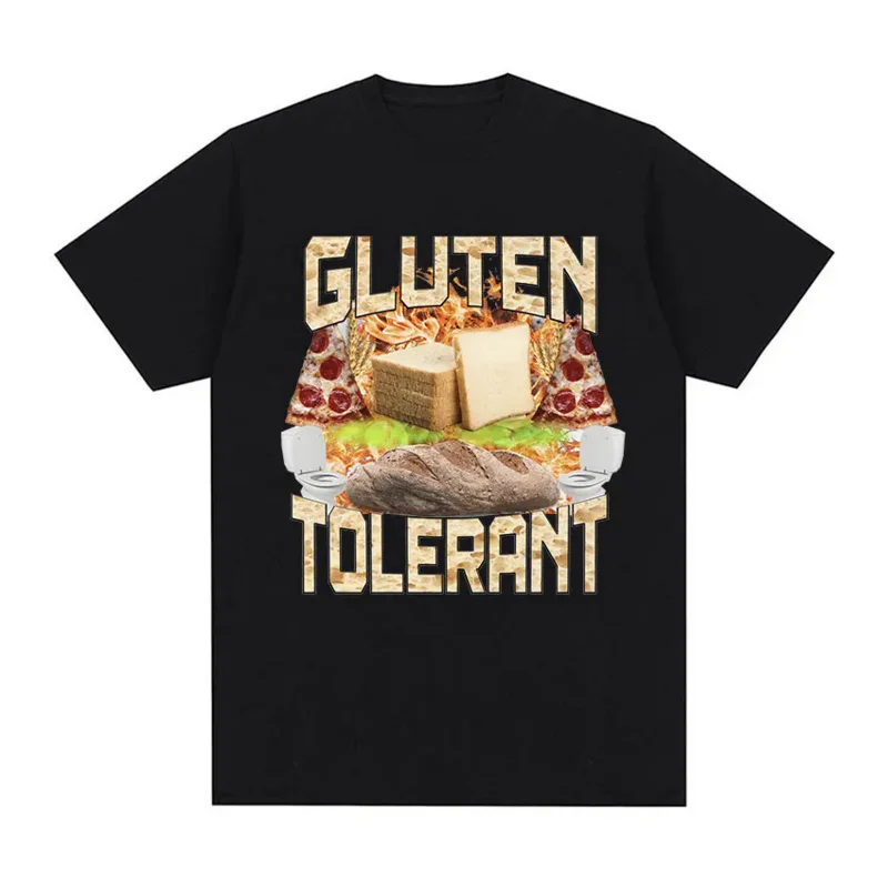 

Gluten Tolerant Vintage Graphic T Shirt Funny Oddly Specific Fashion Short Sleeve T-Shirt Men Women Casual Cotton Oversized Tees