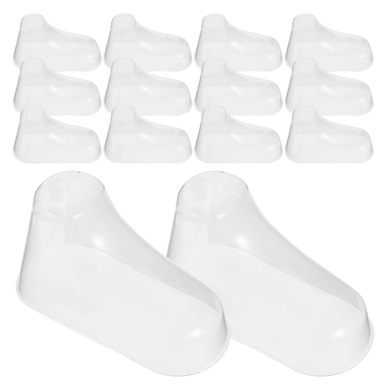 50Pcs Transparent PVC Baby Feet Display Sock Holder Shoe Form Support for Baby Socks Crochet Shoes Store Organization Home