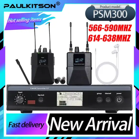 Paulkitson PSM300 스테레오 이어 모니터링 무선 시스템 모노-스테레오 24비트 디지털 Dsp 오디오 프로세서 모니터 스테이지 리턴