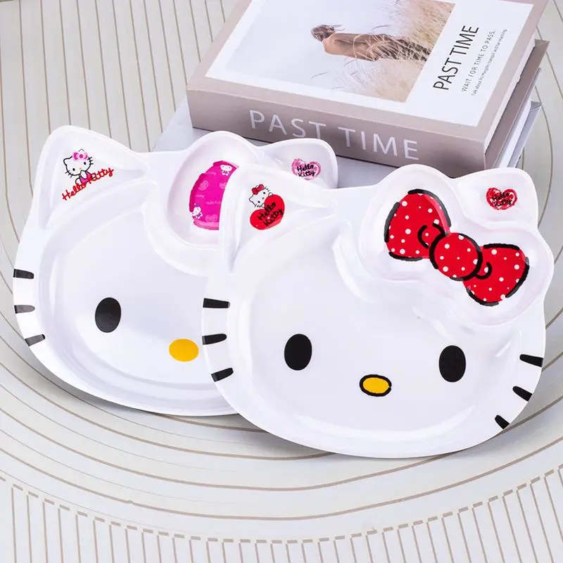 

Sanrio child's meal plate split plate with drop resistance and anti-scalding cute HelloKitty snacks plate Children's Day gift