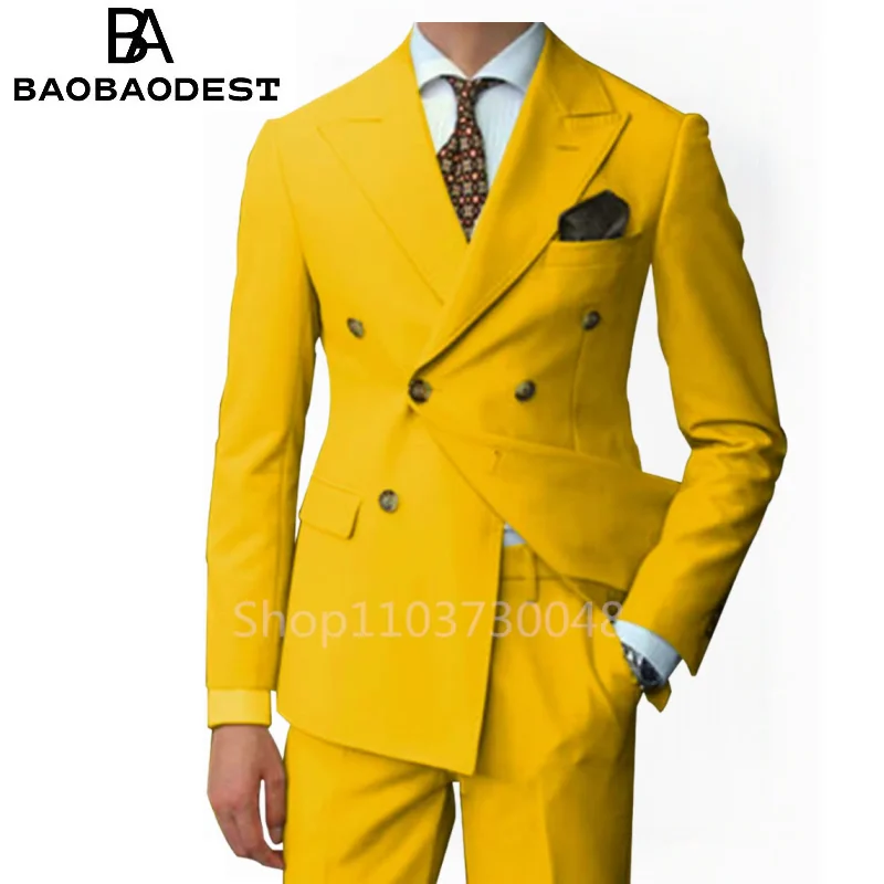 

Мужские свадебные костюмы из 2 предметов, модные новые мужские деловые костюмы, двубортный пиджак с пиковыми лацканами, брюки для выпускного вечера