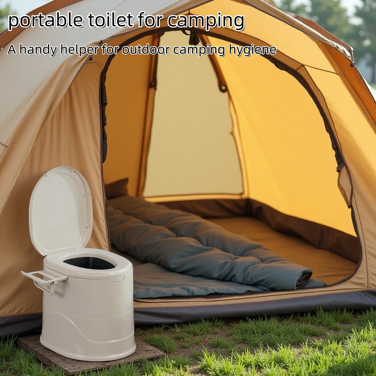 

Портативный дорожный туалет, подходит для использования для взрослых — защищенный от запаха, удобный в очистке гигиенический туалет для кемпинга с крышкой и туалетной бумагой — идеально подходит для палаток, караванов, морской рыбалки, приключений на откр