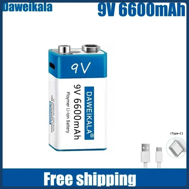 New 9V USB Rechargeable Li-Ion Battery 9V 6600mAh Is Suitable for Camera and Other Series of Electronic Products
