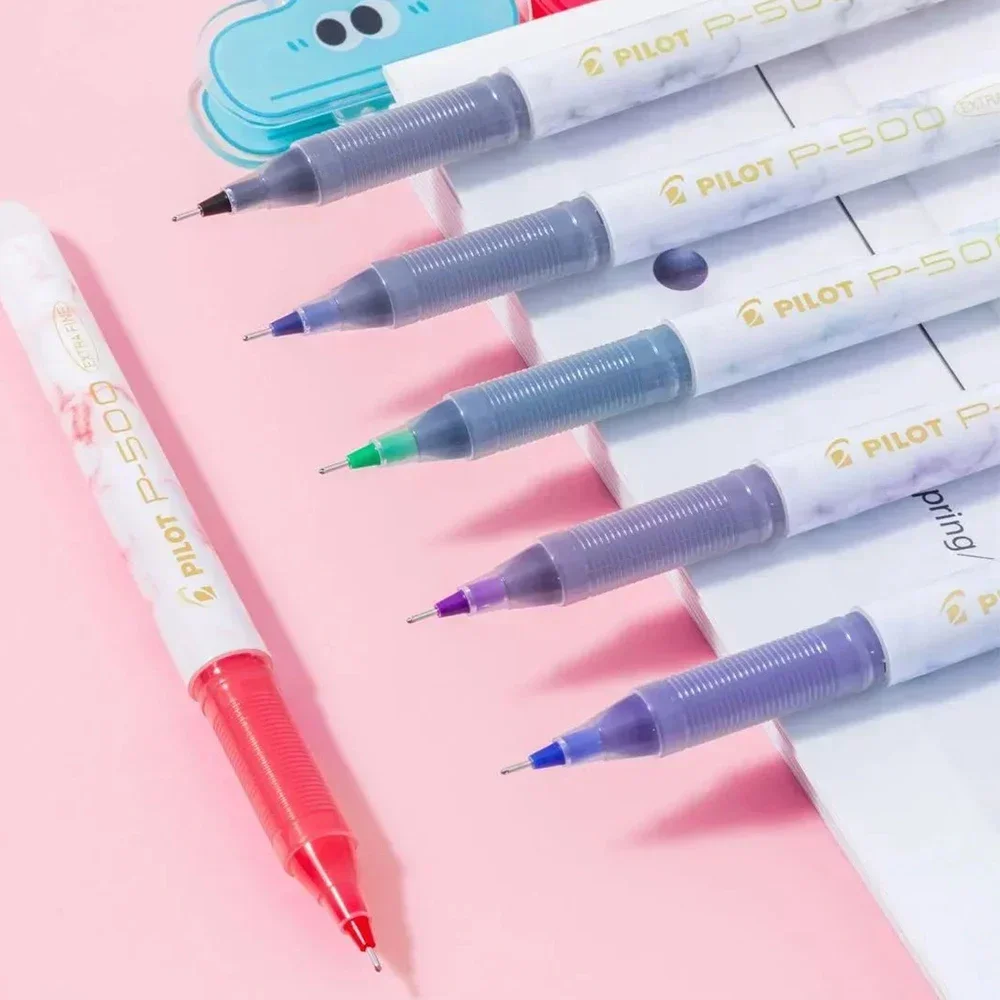 6pcs Japan PILOT Needle Gel Pen Limited New Gold Label P500 Straight Liquid Large Capacity Signature Pen 0.5mm Stationery
