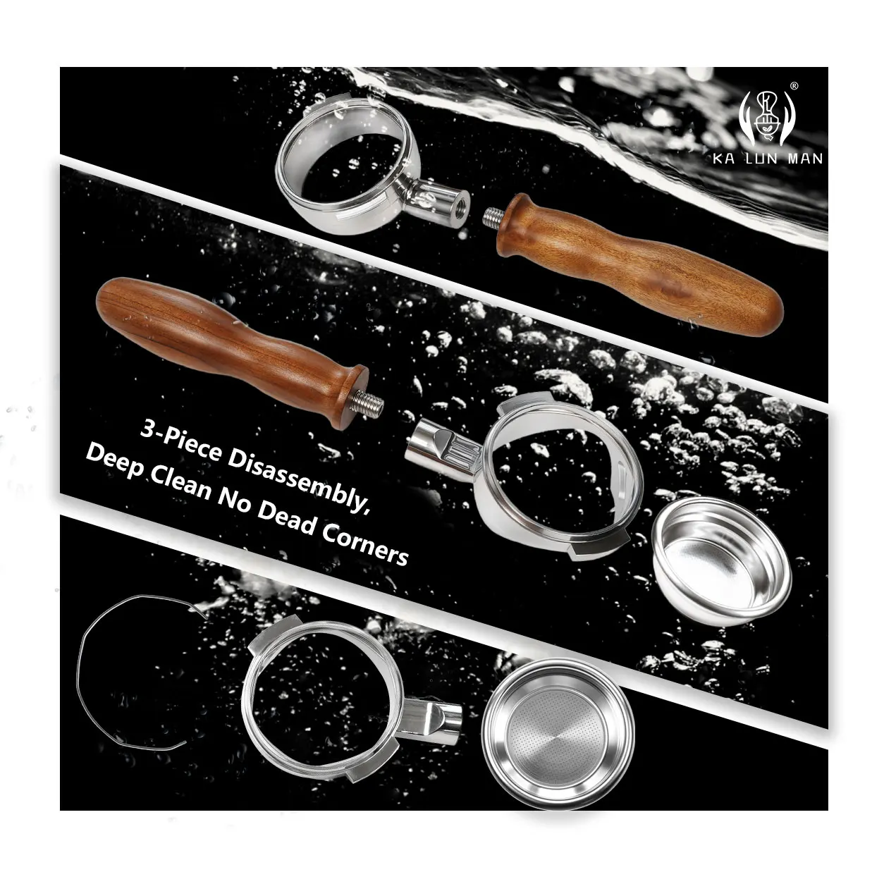 Espresso Bottomless Portafilter/304 Stainless Steel/2-lug/58mm/Detachable/Compatible Models:Bezzera/Astoria, 58mm Full Series