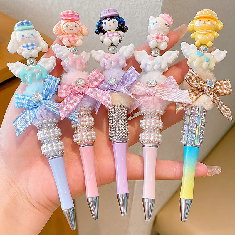 Kawaii Sanrio Cinnamoroll Crystal Sparkling Diamond Rotating Neutral Pen Cute Mymelody Girl Dreamy Kt Cartoon School Supplies