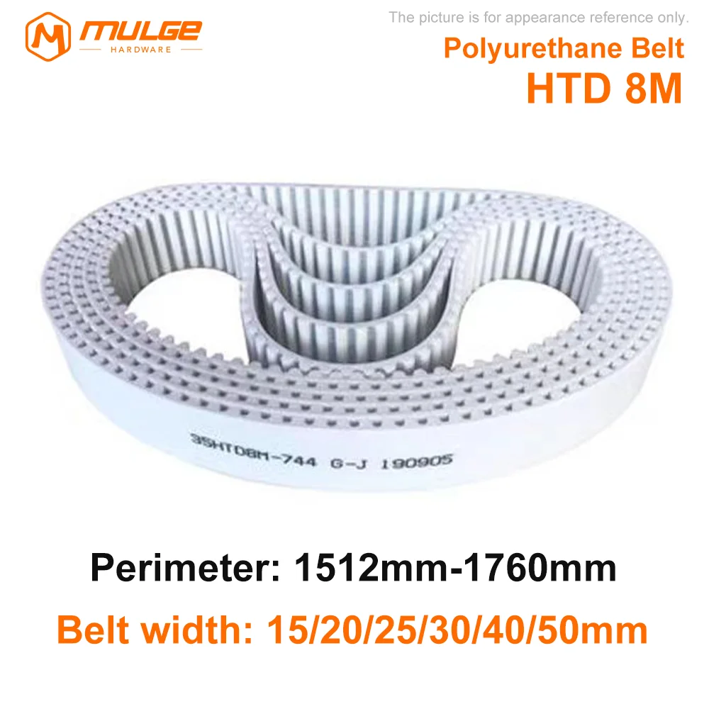 

HTD8M PU Timing Belt Width 15/20/25/30/40/50mm 8M White Polyurethane perimeter 1512-1760mm Closed Loop Gear Belt