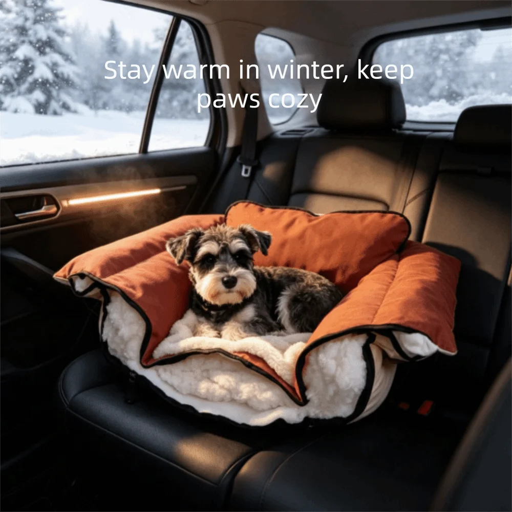 Warmth Thickened Pet Car Bed Warm Fixable Pet Travel Bed Adjustable Fixing Strap Portable Portable Pet Bed Vehicle Use