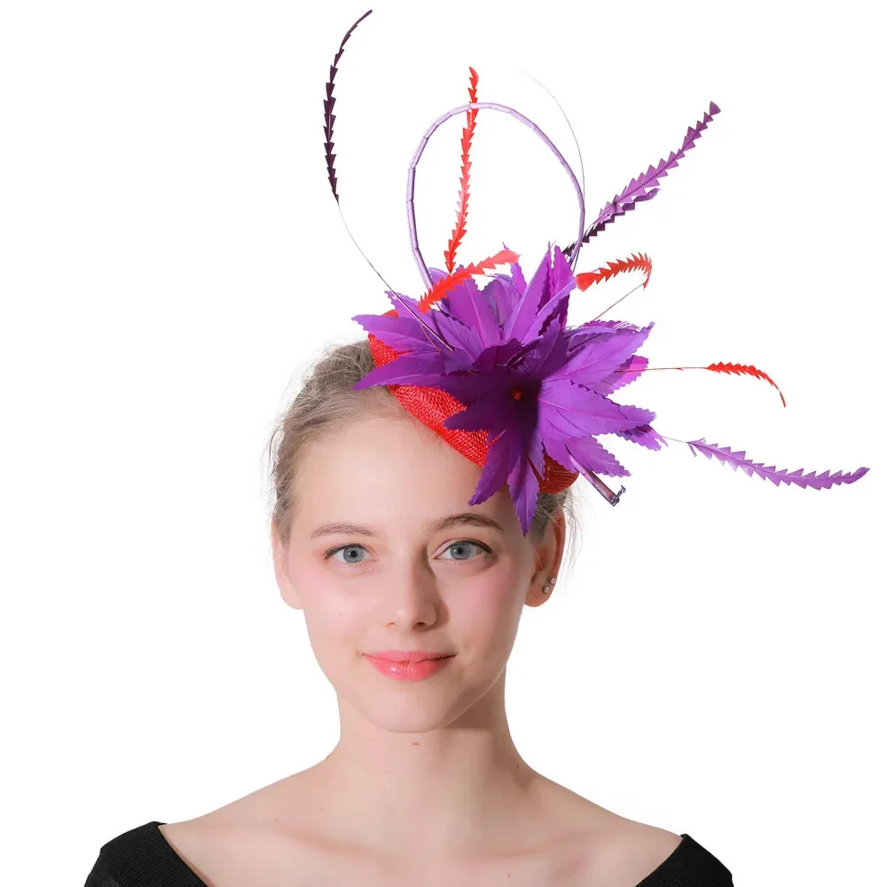 Mode Phantasie Federn Blume Haar Fascinators Frauen Hochzeit Milli nery Hüte elegante Damen Braut verheiratet Haarschmuck