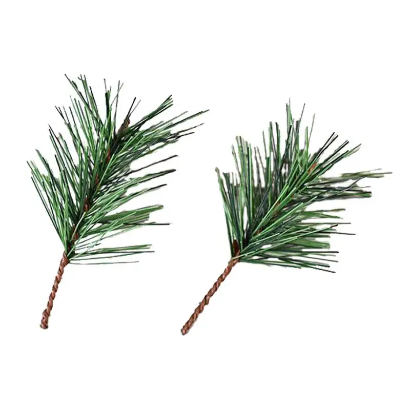 10PCS Artificial Green Pine Needles Branches Artificial Plants Pine Cheaper  Small Pine Stems Picks for Christmas Wreaths Flower