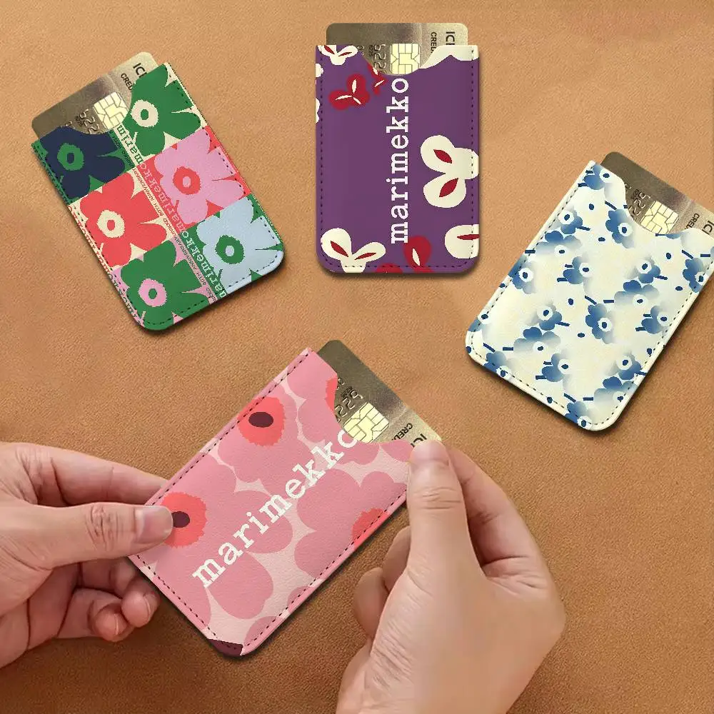 Marimekko-U-Unikko Flowers Mini tarjetero de cuero suave y ligero, billetera ultrafina para tarjetas de crédito, almacenamiento de tarjetas de bolsillo unisex