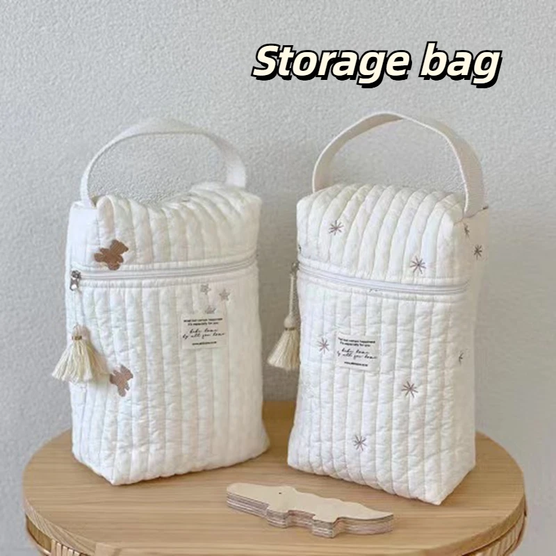 Baby Diaper Bag Reusable Embroidery Mommy Bag Caddy Organizer Bottle Nappy Storage For Newborn Baby Items Maternity Bag Handbags