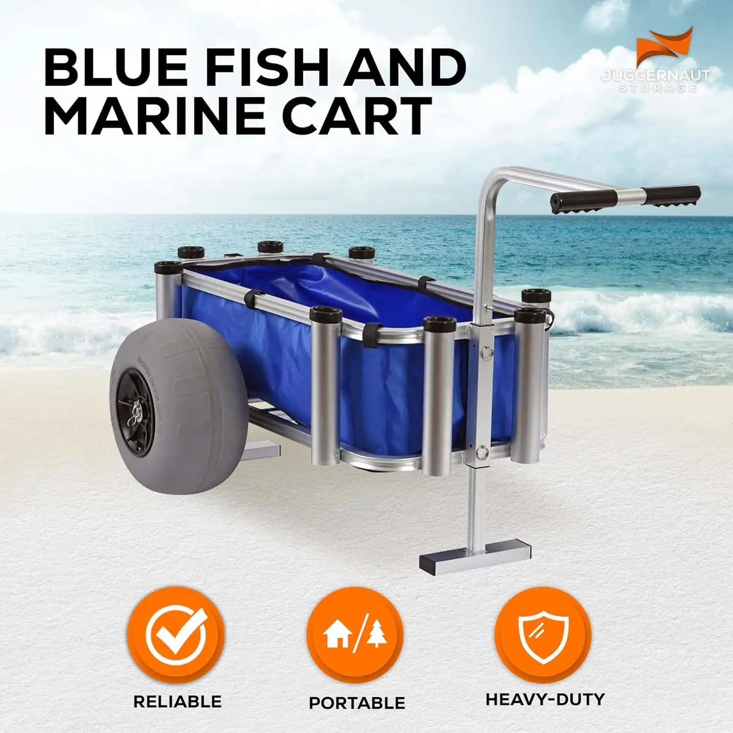 Storage Rolling Utility Cart, Heavy Duty & Waterproof Caddy, 220 lbs Capacity, Blue