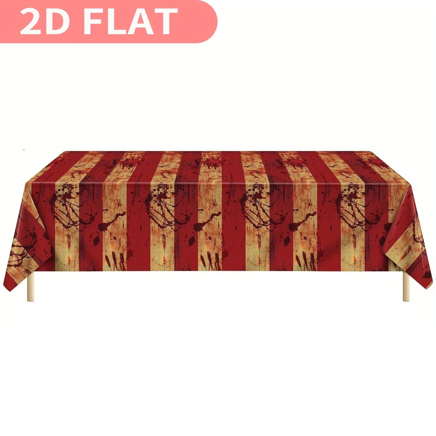 

1pc 2D FLAT Horror Tablecovers, Polyester Fabric Table Cloths, Circus Party Decorations, Halloween Bloody Scary Tablecloths