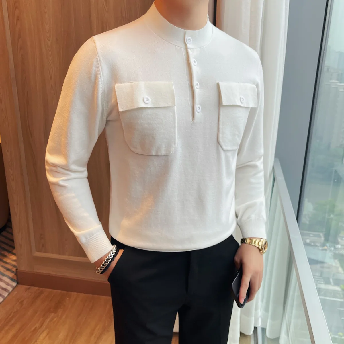 Autumn Men's Slim Fit Knitted Pullovers O-Neck Solid Color Fashion Youthful Vitality Knit Sweater Men Korean Style Warm Pullover