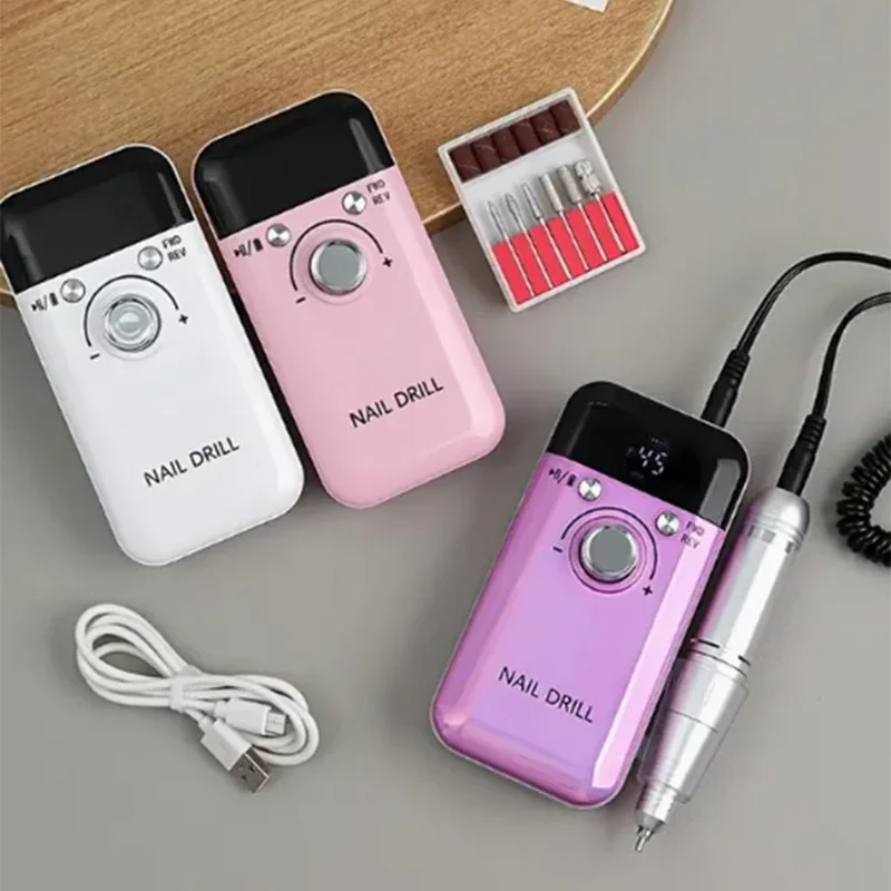 

Электрическая дрель для ногтей 45000 об/мин с ЖК-дисплеем, малошумная аккумуляторная машинка для полировки гель-лака для ногтей.