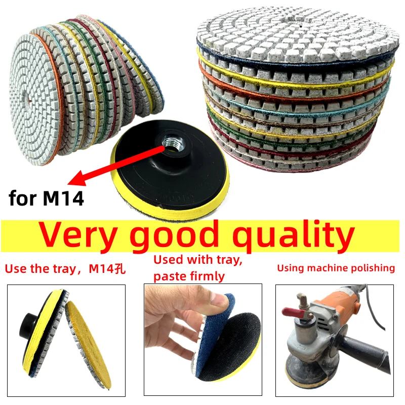 4-inch 11 piece set diamond polishing pad dry/wet grinding disc abrasive, used for grinding granite, marble, quartz tiles, glass