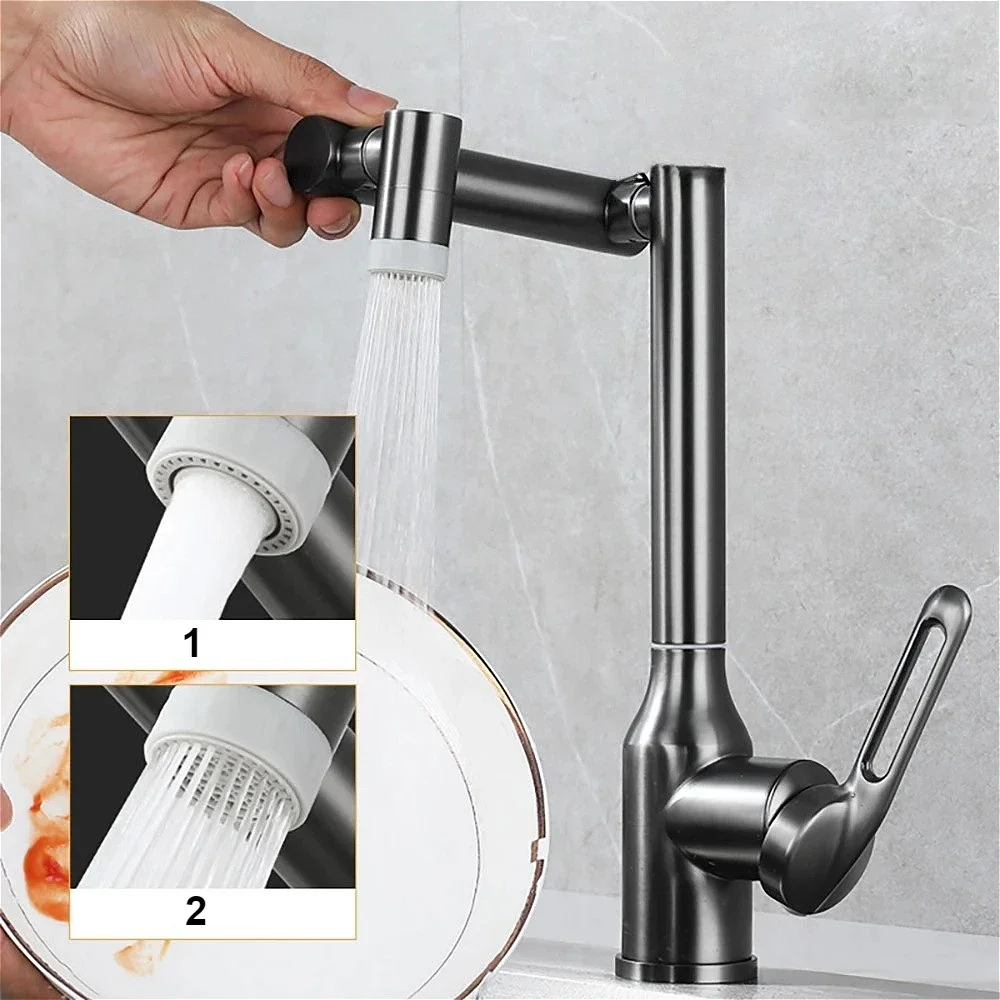 

2 Modes Basin Faucets Universal Rotation Stainless Steel Bathroom Faucet Single Handle Kitchen Faucet Cold and Hot Mixing Tap