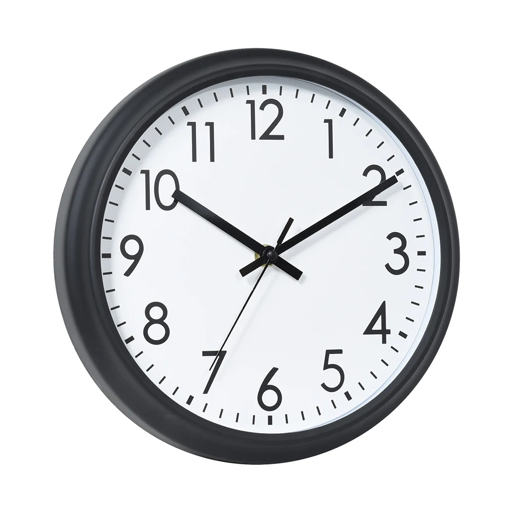 

10-Inch Quartz Silent Wall Clock Round Dial Number Decorative Operated for Living Room Bedroom Kitchen Cafe Bar