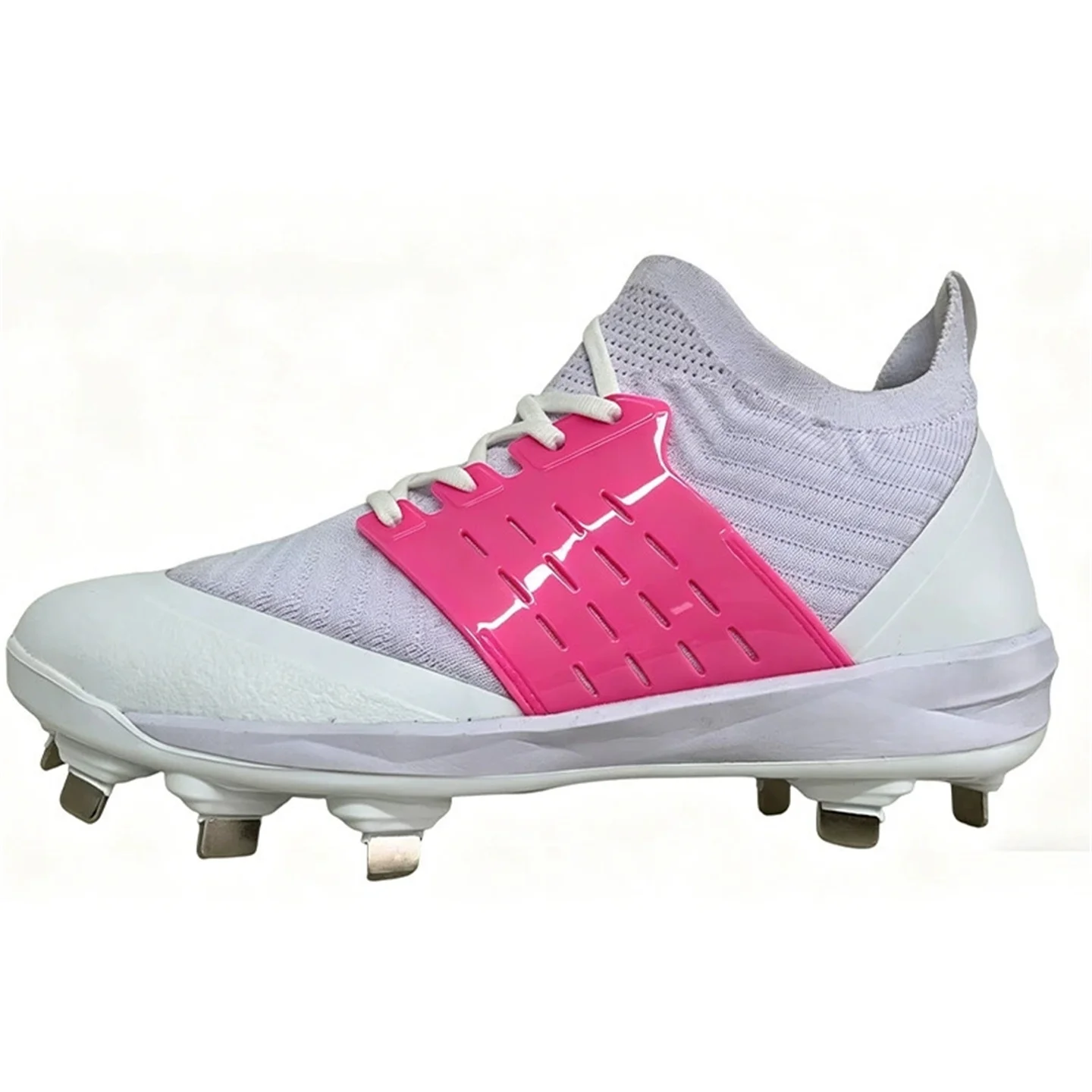 American-Style Mid-Top Baseball Shoes Softball Cleats With Steel Spikes; Breathable Mesh Design; Men's Training Sneakers