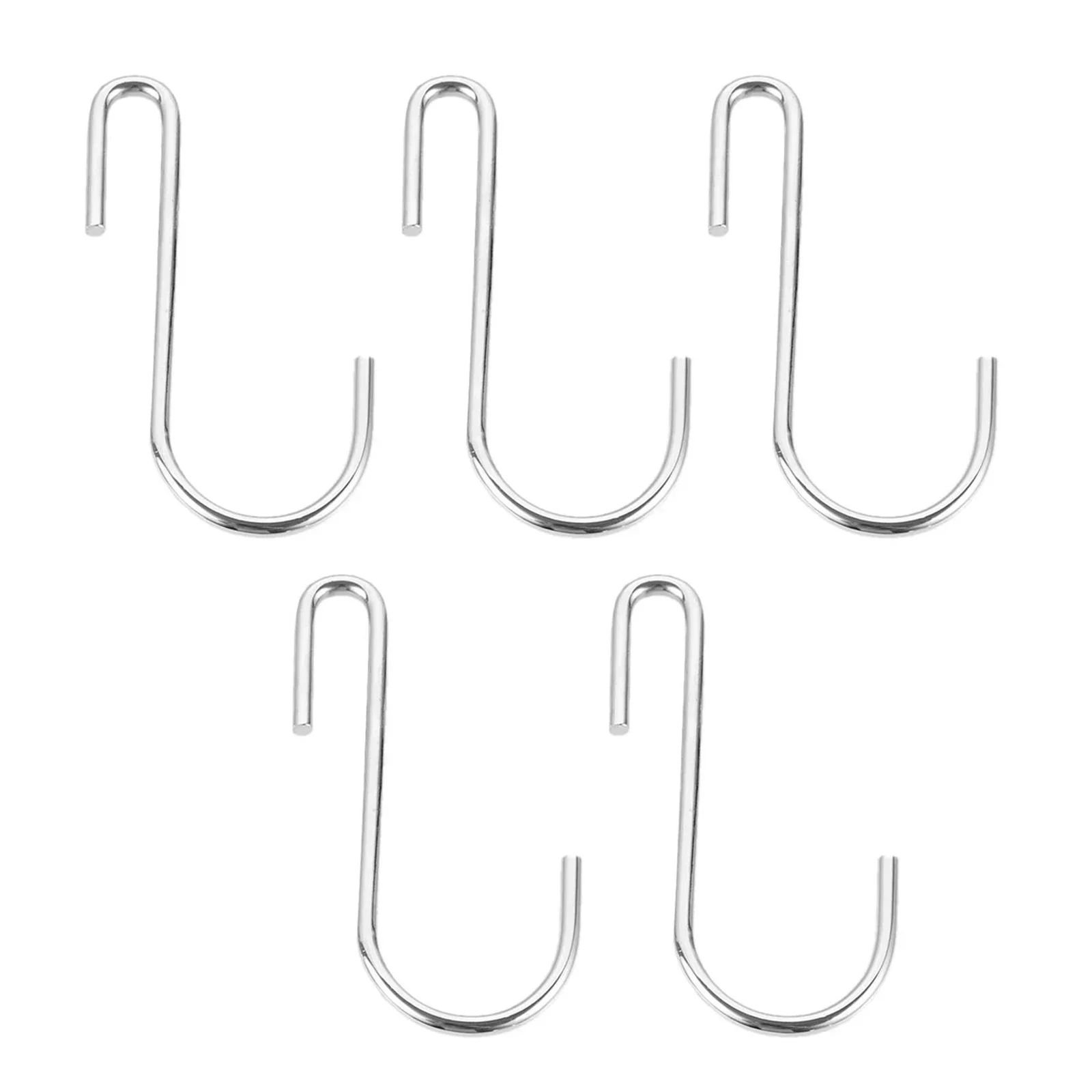 5pcs Metal Black/Silver S Shaped Hooks Kitchen Pans Pots Bag Towels Hanging Holder Bathroom Clothes Keys Organizer Load-Bearing