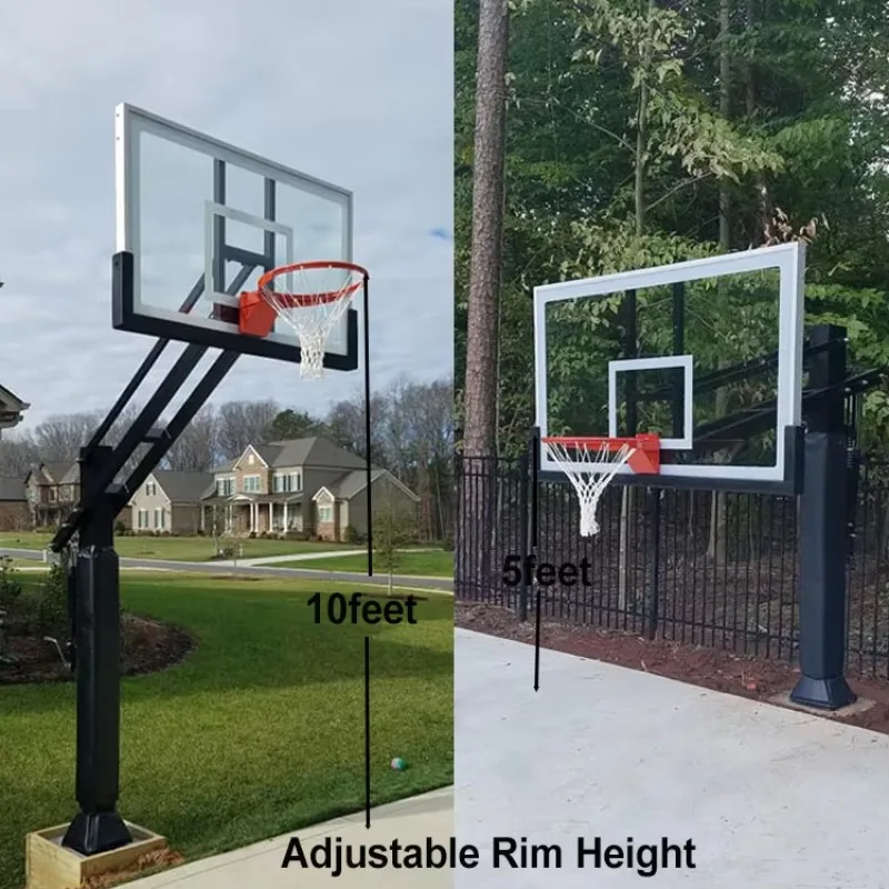 Factory Supply in Ground Training Equipment Tempered Glass Basketball Hoop with Stand Indoor Outdoor Match Competition Use