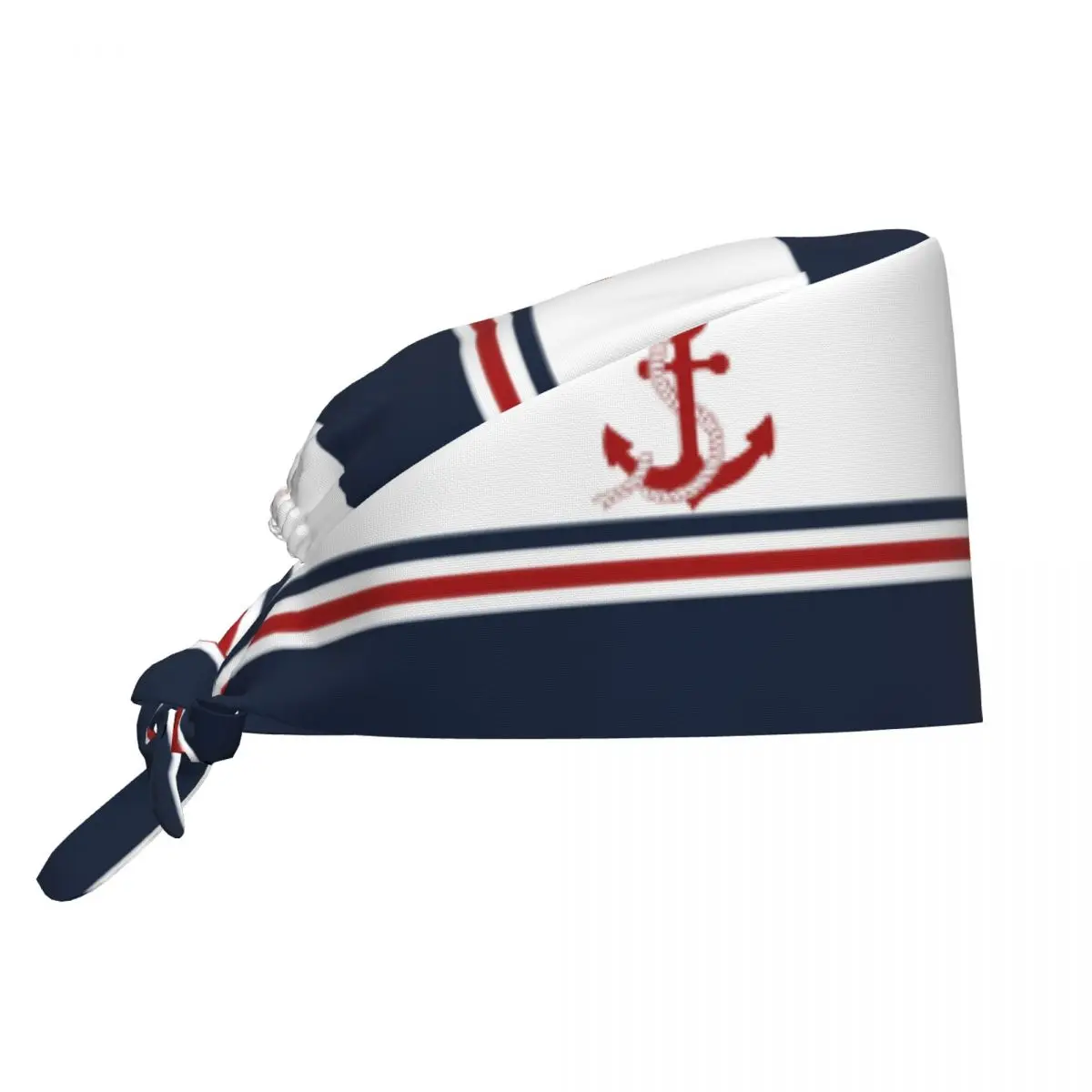 Gorros de exfoliación náutica geométrica nórdica, timón de ancla, rayas azul marino, gorro quirúrgico para cirujano de laboratorio, gorros de trabajo de enfermería para el cuidado de mascotas