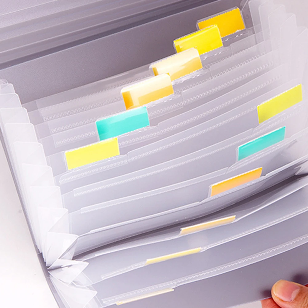 

2pcs A6 File Folder 13 Grid Portable Plastic Accordion Folder For Students Office Home School Organization Storage Grey White