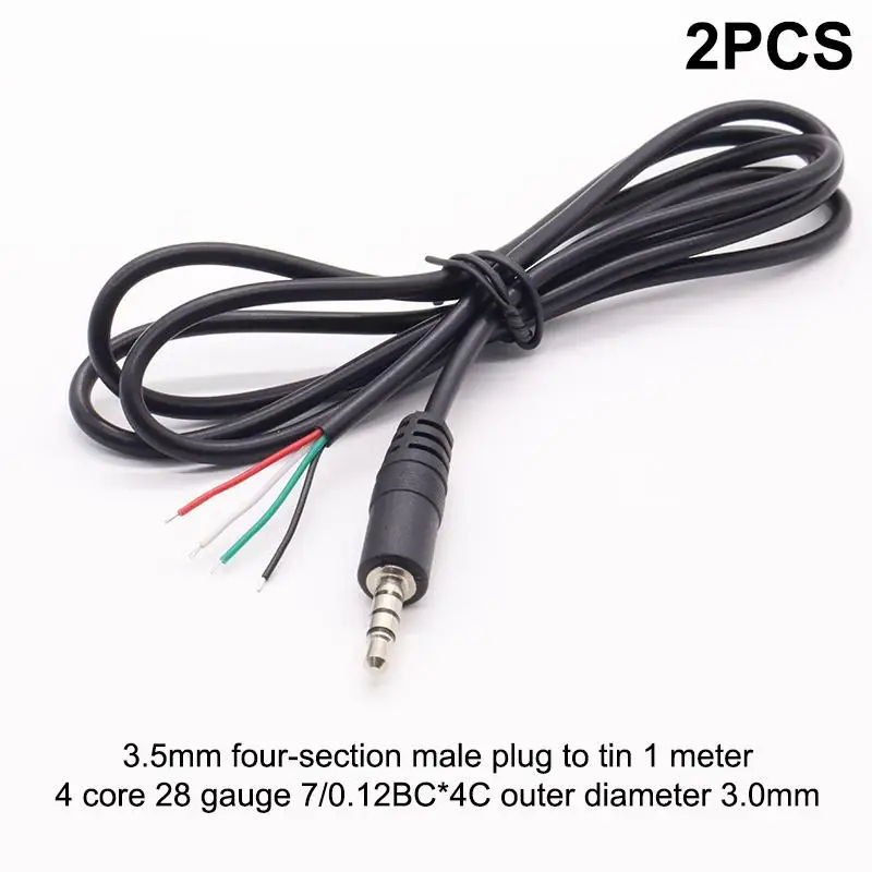 🌹2PCS 2.5mm 3.5mm 1/8'' Mono Stereo Male Female Plug Jack Connector 2/3/4Pin AUX Extension Wire DIY Audio Earphone Mic Repair
