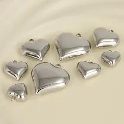 7pcs Brief Silver Color High Quality Stainless Steel Pendant Peach Heart 3D Stereoscopic Charms Diy Necklace Earring Accessories