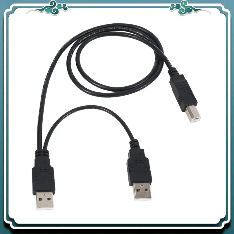 ABSK-6X Dual USB 2.0 Male To Standard B Male Y Cable 80Cm For Printer & Scanner & External Hard Disk Drive