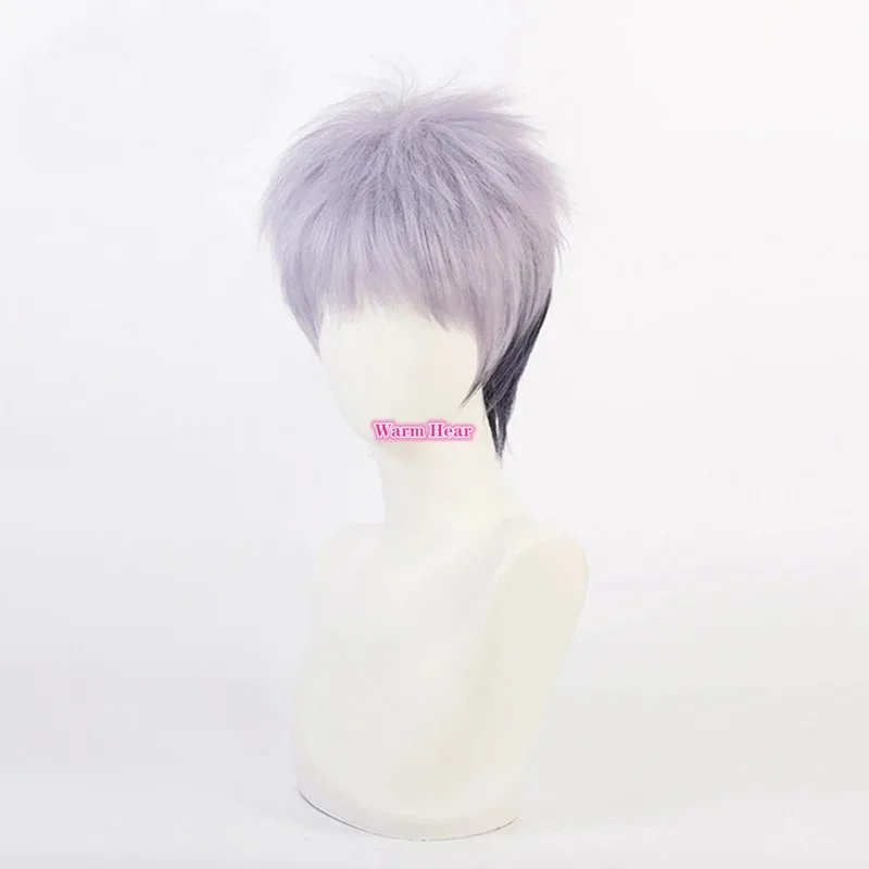 zizi 2025 Anime Cos With Earrings Takashi Mitsuya Short Gray Purple Ombre Cosplay Hair + a wig cap