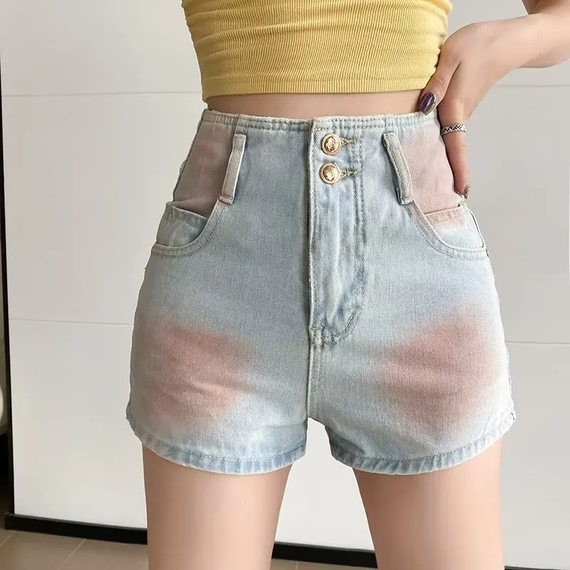 American Hot Girls Wearing Hot Pants And Jeans Women's Summer New High-waisted Distressed Slim Straight Pants Shorts Hot Pants