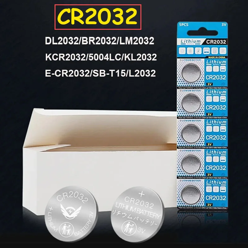 New 5-100PCS 3V CR2032 Lithium Button Battery BR2032 ECR2032 LM2032 5004LC Coin Cell Watch Batteries for Clock Remote Control