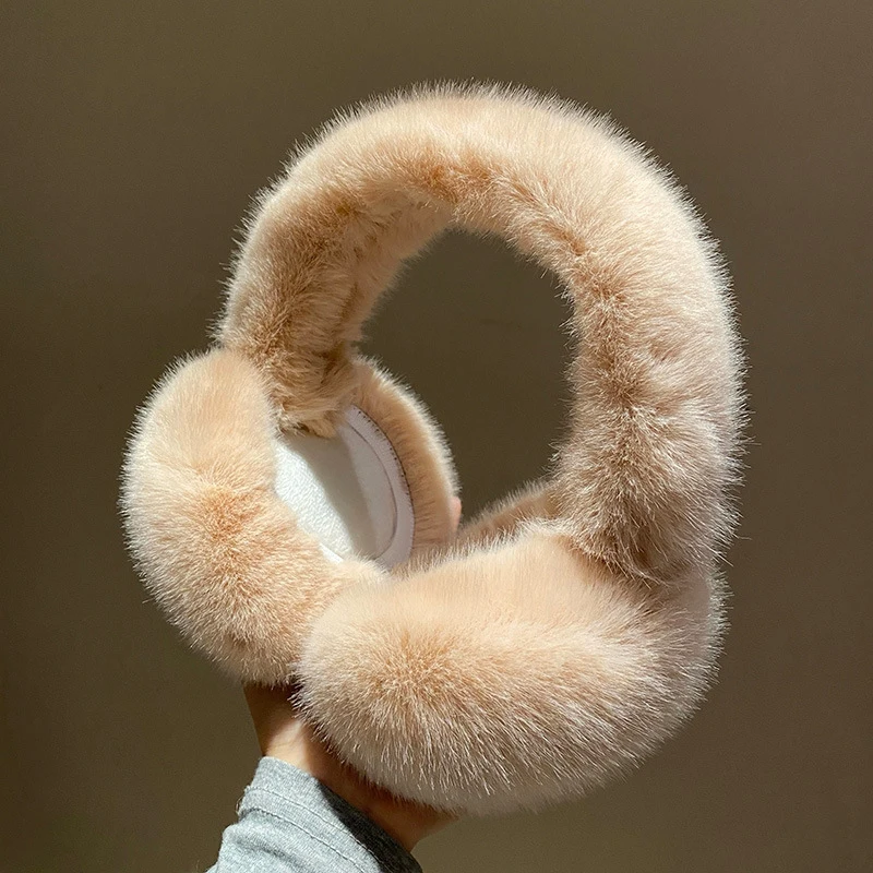 الشتاء Cutecore أفخم الأرنب الفراء غطاء للأذنين الدافئة الرجال النساء الأطفال طوي الأذن يغطي تدفئة اكسسوارات لركوب الدراجات في الهواء الطلق