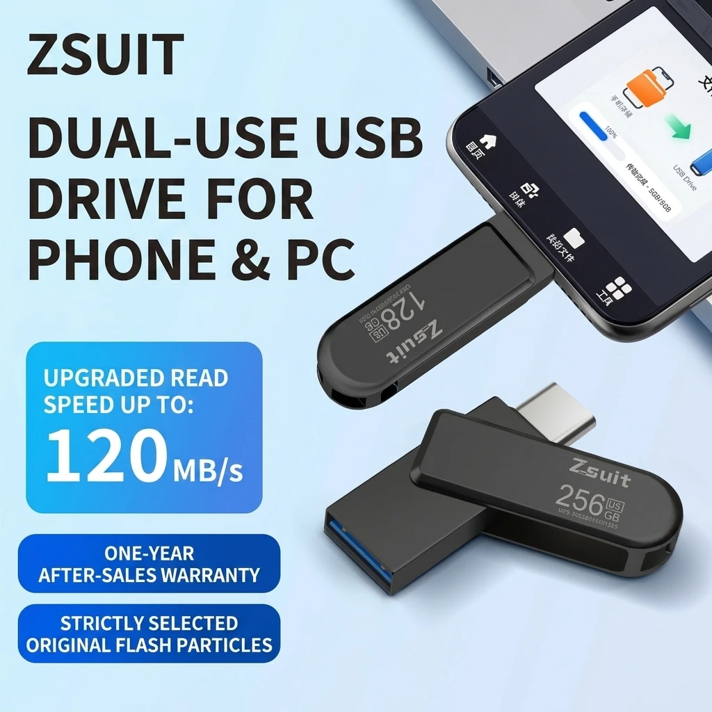 2 in 1 Dual-head USB Flash Drive C-port Mobile Phone Computer Dual-use USB3.2 Gift for Friend Business