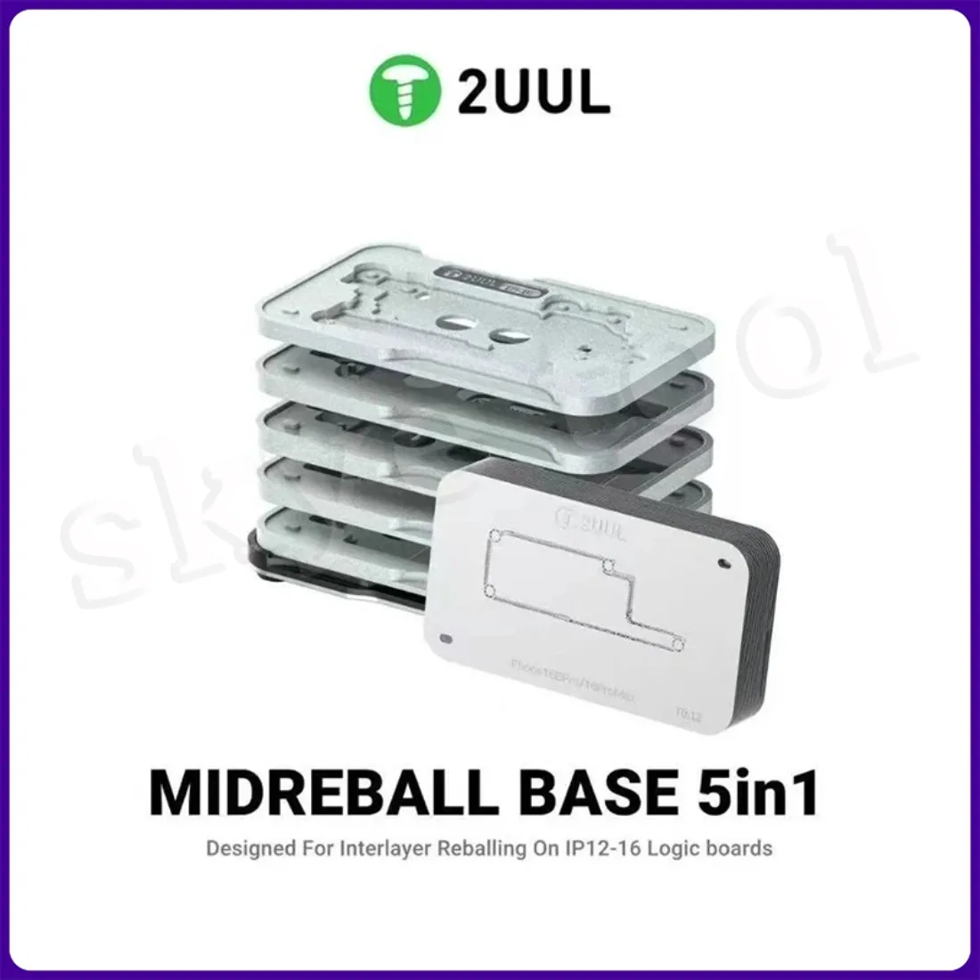 

2UUL BH13 Средний слой станции для реболлинга MIDREBALL Base 5in1 Трафарет для реболлинга Стальная сетка для IPhone 12-16 Pro Max Логическая доска