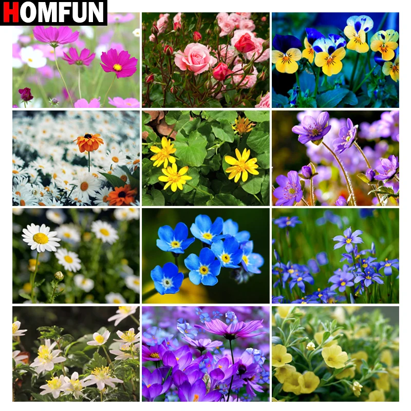 

HOMFUN Алмазная картина ‘’ Цветок полевая цветочная трава "Полная квадратная/круглая дрель Настенный декор Инкрустация смолой Вышивка Ремесло Вышивка крестиком