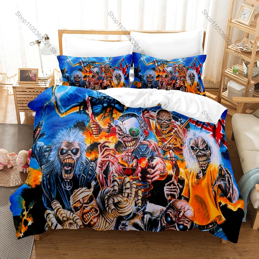 Personality Music Iron Maiden New Bedding Set Heavy Metal Band Pillowcase Single Twin Full Queen King Size For Rock Fans Bedroom
