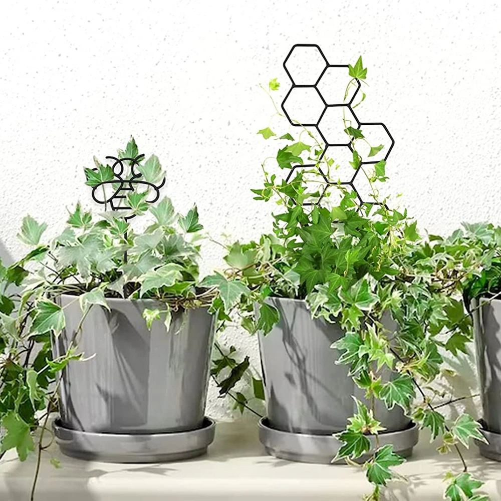 Enrejado de Metal con forma de panal para plantas, estaca hexagonal para escalar, soporte para plantas de interior, estante de flores para balcón, 1